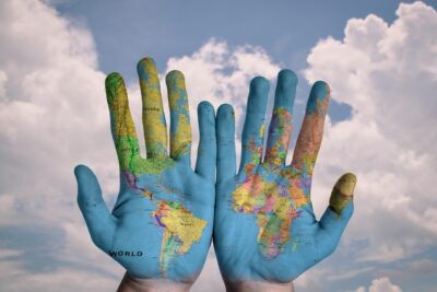 hands, world map, world, map, global, earth, globe, continents, palms, fingers, idea, concept
